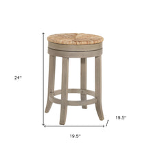 Load image into Gallery viewer, Swivel Backless Counter Height Bar Chair With Footrest 24" - Natural And Gray