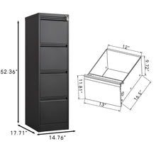 Load image into Gallery viewer, Durable Metal 3 Drawer File Cabinet With Lock For Office Storage