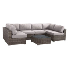 Load image into Gallery viewer, 6 Person Wicker Seating Group With Premium Cushions - Gray Mix