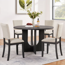 Load image into Gallery viewer, Round Dining Set With 4 Upholstered Dining Chairs