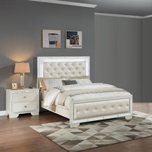 Load image into Gallery viewer, Eastern King Size Bed With LED Lights And Mirror Trim - Cream / Ivory