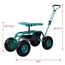Load image into Gallery viewer, Rolling Garden Scooter Cart Seat With Wheels, 360 Swivel, Tool Tray