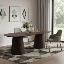 Load image into Gallery viewer, 86" Solid Wood Double Pedestal Base Oval Dining Table - Walnut