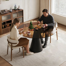 Load image into Gallery viewer, Round Dining Table & Glass Top - Black / Brown