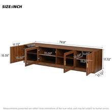 Load image into Gallery viewer, TV Stand, Media Console With Glass Doors And LED Lights, Adjustable Shelf Storage - Walnut