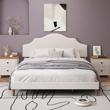 Load image into Gallery viewer, King Size, Upholstered Platform Bed Frame With Adjustable Headboard, No Box Spring Needed - White