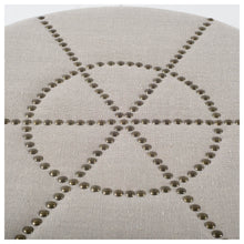 Load image into Gallery viewer, Linen Round Footstool Ottoman - Cream