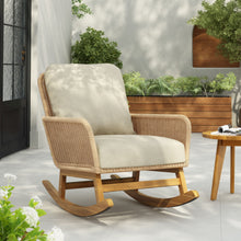 Load image into Gallery viewer, Contemporary Minimalist Wicker Rocking Chair With Soft Polyester Cushions