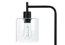 Load image into Gallery viewer, Metal Round Arched USB Table Lamp With Clear Drum Shade - Black