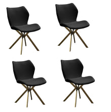Load image into Gallery viewer, Upholstered Faux Leather Dining Side Chairs (Set of 4) - Black / Gold