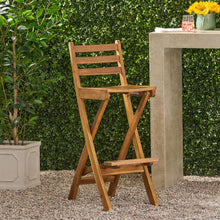 Load image into Gallery viewer, Outdoor Acacia Wood Folding Patio Barstool