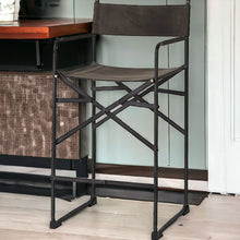 Load image into Gallery viewer, Leather And Metal Bar Chair - Brown / Black