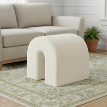Load image into Gallery viewer, Boucle Oval Footstool Ottoman - White