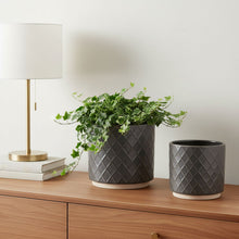Load image into Gallery viewer, Lattice Round Pot Planters (Set of 2) - Beige / Gray