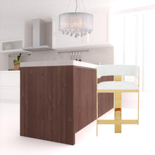 Load image into Gallery viewer, Faux Leather And Stainless Steel Low Back Bar Height Bar Chair - White And Gold