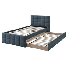 Load image into Gallery viewer, Contemporary Style Bed With Trundle Upholstered Headboard And Footboard Grid Pattern