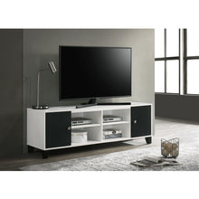 Load image into Gallery viewer, 2 Tone TV Stand With Open Shelving And Concealed Storage Living Room Furniture - Black / White