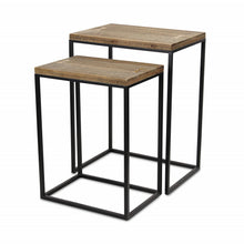 Load image into Gallery viewer, 24" Solid Wood Nested Tables (Set of 2) - Black And Brown