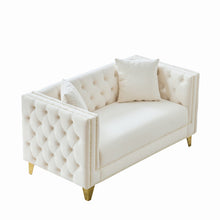 Load image into Gallery viewer, 2 Seater Deep Seat Sofa With Button Nailhead, Square Arm