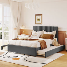 Load image into Gallery viewer, Upholstered Platform Bed With Drawers, Classic Headboard Design