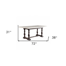 Load image into Gallery viewer, 72" Marble And Solid Wood Trestle Base Dining Table - White