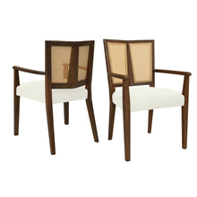 Load image into Gallery viewer, Mid Century Modern Arm Dining Chairs With Rattan Backrest