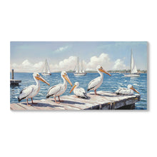 Load image into Gallery viewer, Beach Wall Art Large Ocean Seagull Canvas Pictures For Living Room - Ivory / Navy