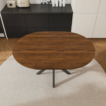 Load image into Gallery viewer, Round Dining Table With Extendable Blades, X Base