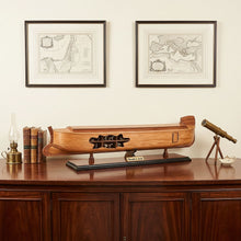 Load image into Gallery viewer, Wooden Hand Painted Decorative Boat - Brown