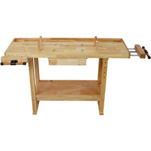 Load image into Gallery viewer, 55" Wood Workbench For Garage Workshop And Home - Natural