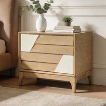Load image into Gallery viewer, Japandi 2 Drawer Nightstand With Geometric Design