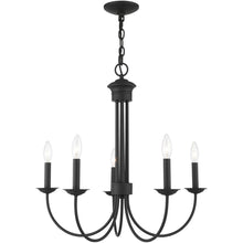Load image into Gallery viewer, 24" Five Light Metal Dimmable Chandelier With Shades - Black