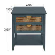 Load image into Gallery viewer, 2 Drawer Side Table, Natural Rattan