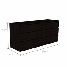 Load image into Gallery viewer, Six Drawer, Double Dresser - Black