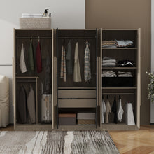 Load image into Gallery viewer, 6 Doors Wardrobe Storage For Bedroom, With 2 Drawers Inside - Black / Nature