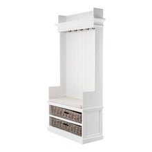 Load image into Gallery viewer, Classic Entryway Coat Rack And Bench With Baskets - White