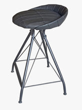 Load image into Gallery viewer, Swivel Low Back Counter Height Bar Chair - Leather And Iron