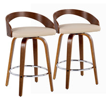 Load image into Gallery viewer, Grotto - Mid Century Modern Elegant Fixed Height Counter Stool With Swivel With Round Footrest (Set of 2)