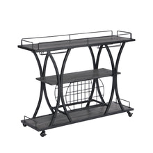 Load image into Gallery viewer, Industrial Bar Cart Kitchen Bar & Serving Cart For Home With Wheels 3 Tier Storage Shelves - Black / Gray