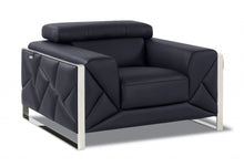 Load image into Gallery viewer, Italian Leather Club Chair - Black And Silver