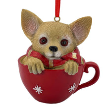 Load image into Gallery viewer, Dog Christmas Figurine - Brown / Red