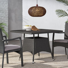 Load image into Gallery viewer, Outdoor Rattan Square Dining Table With 4 Legs - Gray