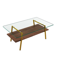 Load image into Gallery viewer, Rectangle Coffee Table, Tempered Glass Tabletop With Metal Legs, Modern Table For Living Room