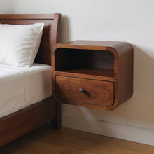 Load image into Gallery viewer, 12" Wood Square One Drawer Floating Nightstand - Brown