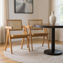 Load image into Gallery viewer, Wood Dining Parsons Chairs (Set of 2) - Natural / Light Brown