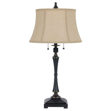 Load image into Gallery viewer, Metal Two Light Candlestick Table Lamp With Beige Empire Shade - Black