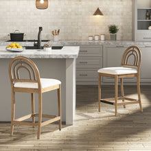 Load image into Gallery viewer, Leon - Arched Back & Upholstered Counter Stool (Set of 2) - Ivory White