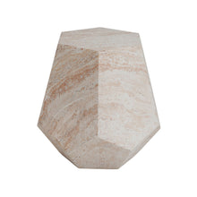 Load image into Gallery viewer, Outdoor / Indoor Lightweight Concrete Side Table, Hexagonal Round Travertine Accent Table - Beige