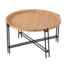 Load image into Gallery viewer, Farmhouse Round Wooden Round Coffee Table With Metal Legs - Black / Brown