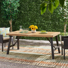 Load image into Gallery viewer, Outdoor Weather Resistant Dining Table With Slat Panel Design - Natural / Gray